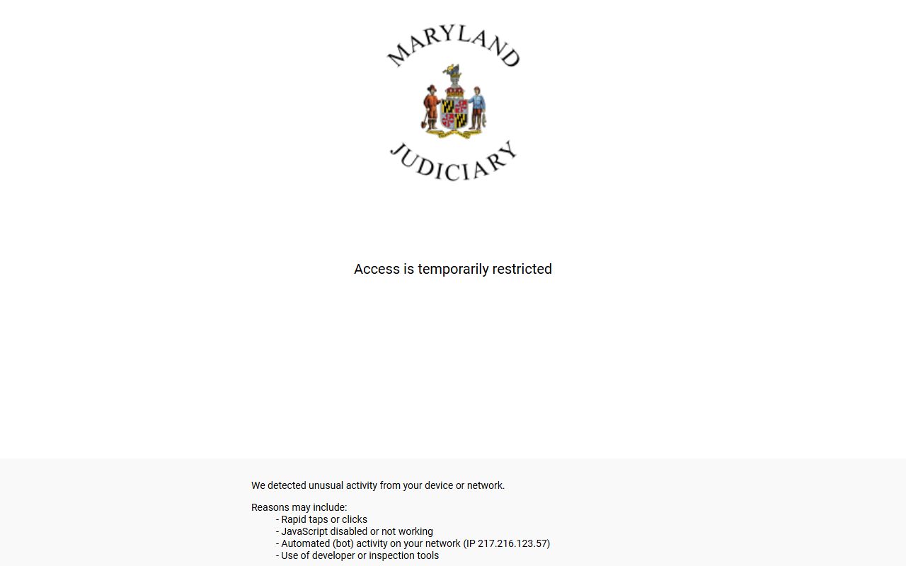 Maryland Judiciary Case Search portal covering Anne Arundel County courts