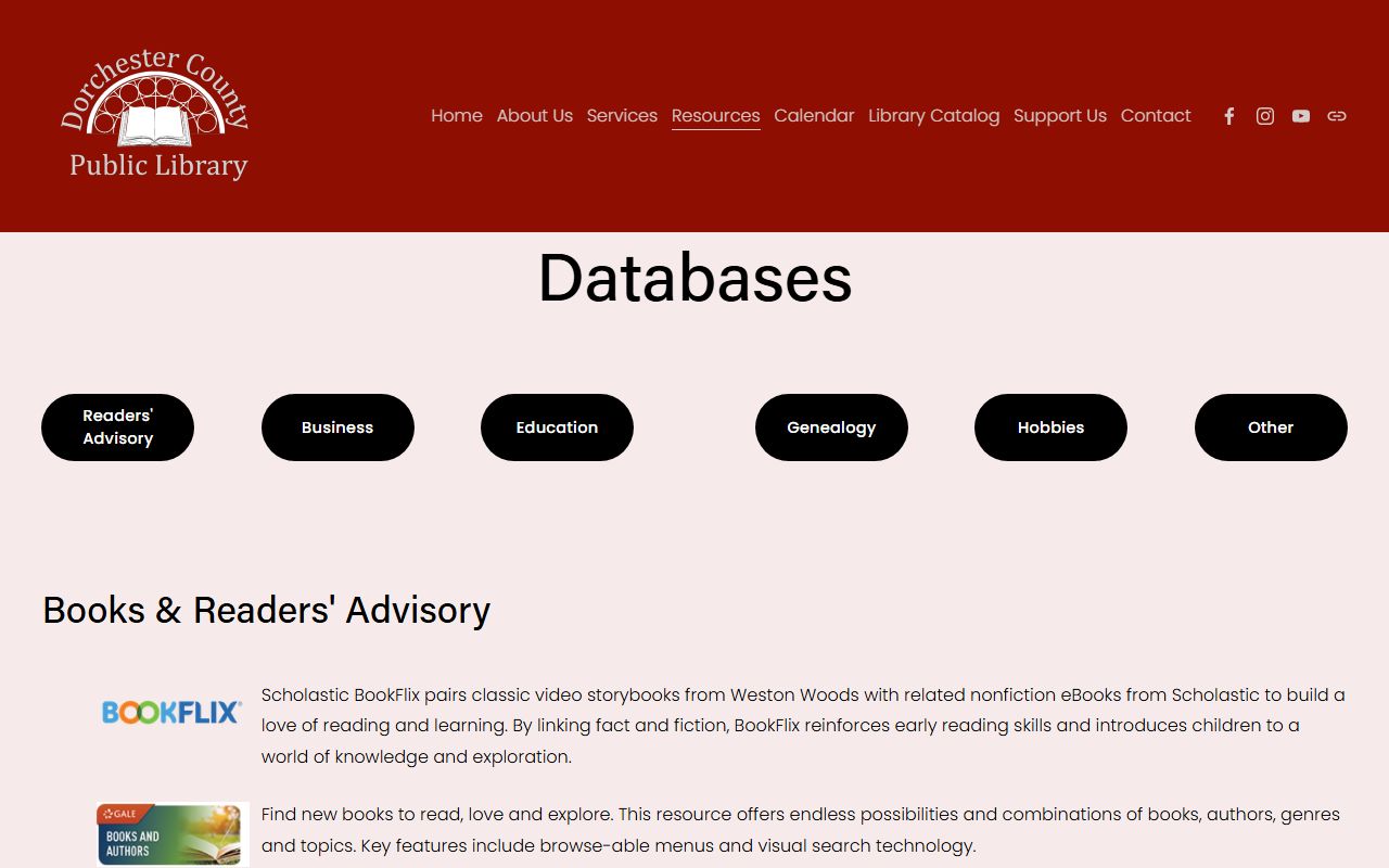 Dorchester County Library database resources for genealogy and marriage record research