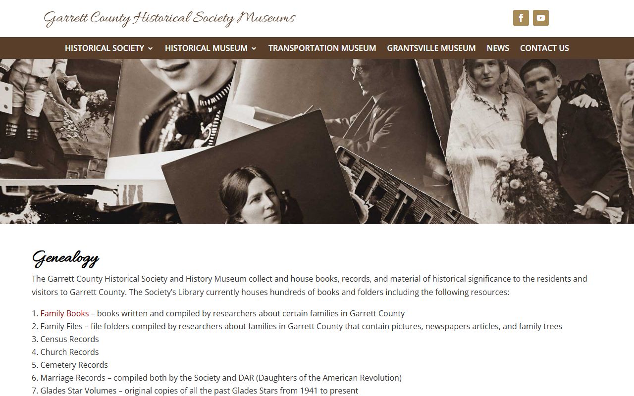 Garrett County Historical Society genealogy resources for historical marriage records research